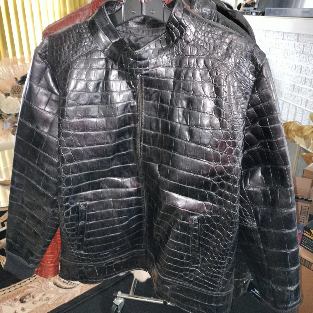 Men's Black 100% Alligator Jacket size MEDIUM - Picture 1 of 15